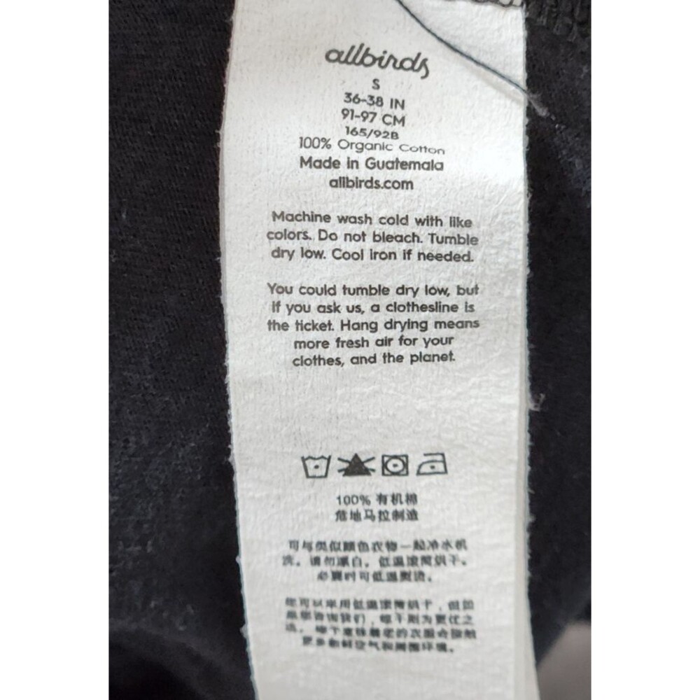 Allbirds Men's Organic Cotton Long Sleeve Tee Natural Black Size Small - Picture 2 of 8